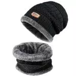 Czemo Wintermütze Warm Strickmütze und Schal Herren Mütze Schal Sets Unisex Warm gestrickt Dick Draussen Schal Set