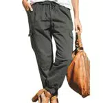 Damen Freizeithosen Multi Taschen Cargohose Elastische Taille Jogginghose Sporthose Workwear Outdoorhose mit Kordelzug