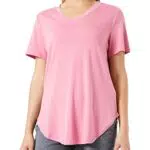 Damen Tshirt Sommer Kurzarm Shirts Oberteile Casual Tunika Tops V-Ausschnitt Einfarbige Lose Basic Tops Beiläufig Baumwolle Bluse