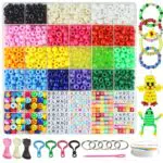 Dazhqp 1000 Stück Pony Perlen für Armbänder Set, 6x9mm Bastelperlen zum Auffädeln Großes Loch Pony Beads für Freundschaftsarmbänder Selber Machen