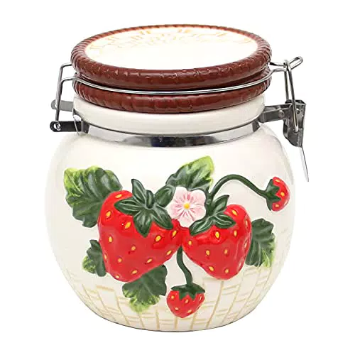 Dekohelden24 Aromadose/Keksdose/Vorratsdose mit Erdbeere-Relief