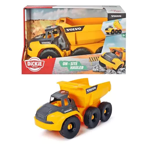 Dickie Toys Volvo Muldenkipper, Spielzeug Kipplaster mit Freilauf