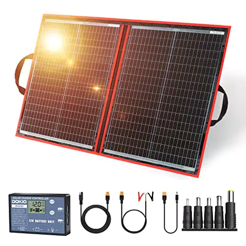 DOKIO 110W 18V Faltbar Solarmodule Monokristalline mit Solarregler FüR 12v Batterie