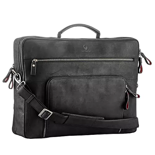 DONBOLSO Laptoptasche San Francisco 17 Zoll Leder, Umhängetasche für Laptop