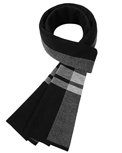 DOVAVA Schal Herren Winter, 30% Merinowolle Schal Damen Warm Langschal Schwarz