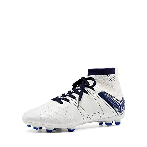 DREAM PAIRS Herren Fußballschuhe High Top Professionelle Outdoor-Training Athletics Trainingsschuhe Schnürsenkel Football Schuhe Weiss/BLAU 46 SDSS2301M-E