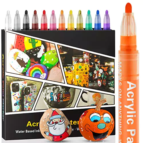 Droaful Acrylstifte für Steine Wasserfest-12 Pc Acrylstifte für Holz
