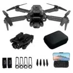 IDEA12 Drohne mit 2 Kamera Drohnen mit Aktiven Hindernisvermeidung Drone Kamera Elektrisch Verstellbarer RC Drones WiFi FPV Übertragung Quadcopter für Erwachsene und Kinder Dual Kameras 2 Batterien