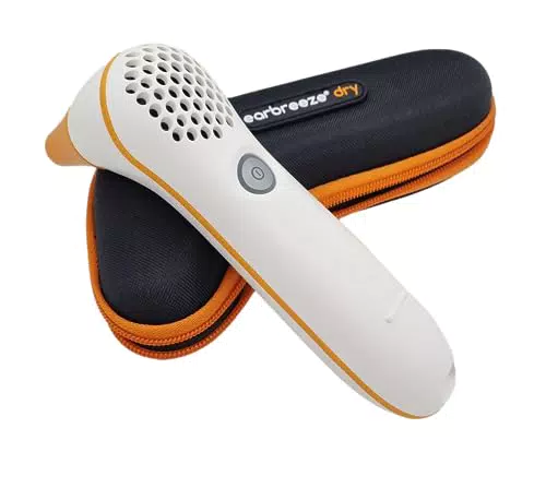 earbreeze DRY compact der kompakte Warmluft Ohrtrockner zur Vermeidung von Ohrschmerzen durch ein trockenes Ohr Entzündung des Gehörgang vermeiden Wasser im Ohr trocknen
