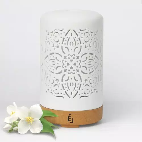 Earnest Living Aroma Diffuser für Ätherische Öle 100 ml - Weißer Keramik Raumduft Duftöl Diffuser - Elektrische Duftlampe