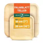 ECO SOUL 100 % kompostierbare, 25, 4 cm & 17, 8 cm Palmblatt-Teller I Premium-Einwegteller-Set I strapazierfähige