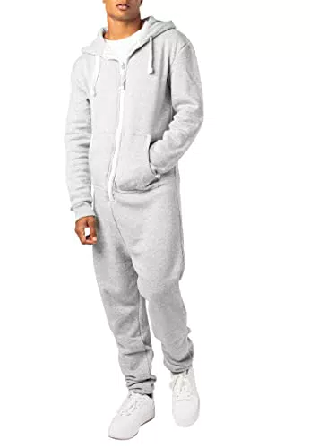 Eight2Nine Herren Sweat Jumpsuit Onesie Einteiler Light-Grey L/X