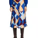 ESPRIT Gemusterter Midirock aus Satin