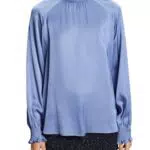 ESPRIT Satinbluse mit Smok-Details