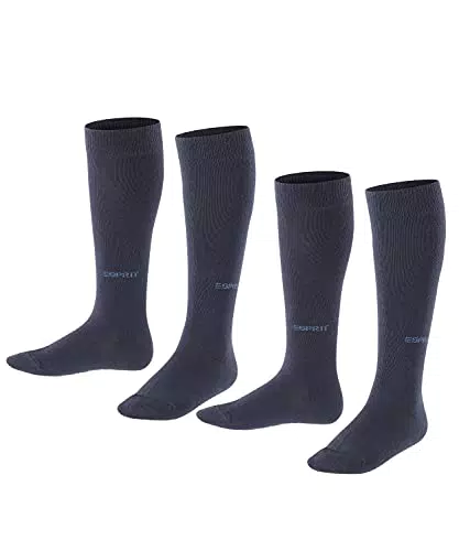 ESPRIT Unisex Kinder Kniestrümpfe Foot Logo 2-Pack K KH Baumwolle lang einfarbig 2 Paar