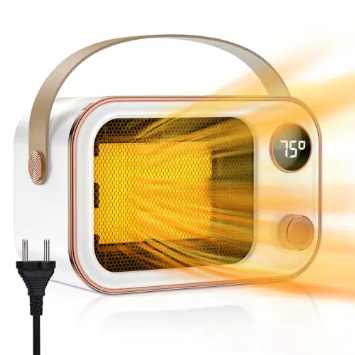EUJAM Heizlüfter Energiesparend Leise 1200W Mini Heater Heizer Elektrisch mit 2 Modus Intelligente Keramik Heizstrahler Überhitzungs - Kippschutz Elektroheizung für Räume Schlafzimmer badezimmer