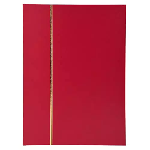 Exacompta 21143E Premium Briefmarken-Sammel-Album Classic mit schwarzen 32 Seiten Einsteckbuch aus Halbleder für Ihr Hobby Briefmarkenalbum rot