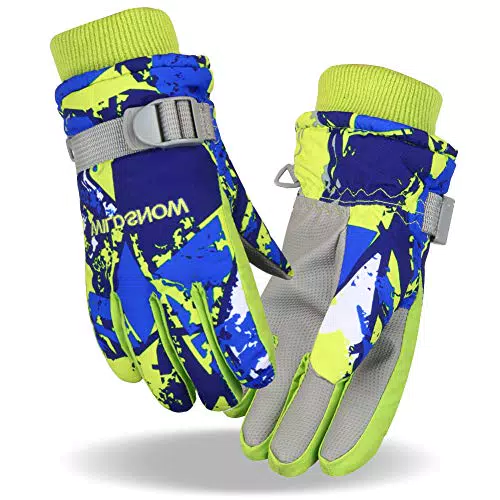 Fengzio Skihandschuh wasserdichte und Winddichte Winterhandschuhe Warm Sporthandschuhe Snowboard Handschuhe für Outdoor-Sport in Winter Fahrradhandschuhe Warme Handschuhe für Kinder