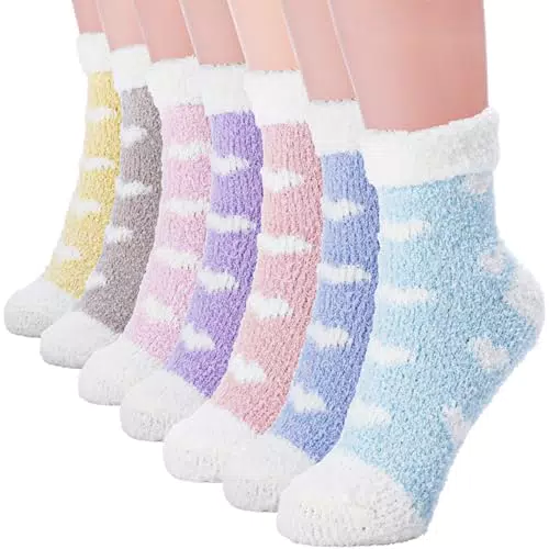 Firtink Kuschelsocken Damen 35-38, 7 Paar Flauschige Socken Bettsocken Damen Warme Schlafsocken Mädchen Dicke Socken Winter Flauschsocken Thermosocken