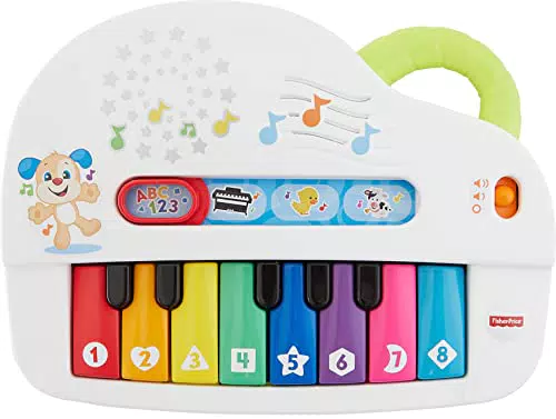 FISHER-PRICE Babys erstes Keyboard - tragbares Spielzeugklavier mit 4 Spielmöglichkeiten
