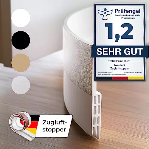 five dots Türdichtung Zugluftstopper für Türen aus Silikon - hält Wärme im Raum und stoppt Zugluft unter der Tür - Luftzugstopper für Türen als Kälteschutz