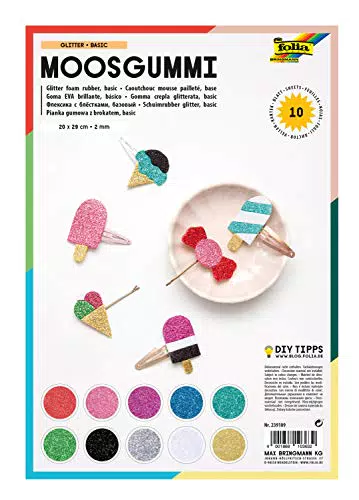 folia 239109 - Moosgummi Glitter, 2 mm, ca. 20 x 29 cm