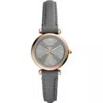 Fossil Damenuhr Carlie Mini, Quarzwerk, 28mm Rose Gold Edelstahlgehäuse mit Lederarmband