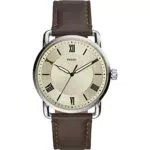 Fossil Herrenuhr Copeland 42mm, Quarzwerk, 42mm Silbernes Edelstahlgehäuse mit Lederarmband