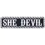 Frauen Aufnäher SHE DEVIL Aufbügler Biker girl Teufelin Patch Lady Biker Bügelbilder