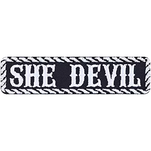 Frauen Aufnäher SHE DEVIL Aufbügler Biker girl Teufelin Patch Lady Biker Bügelbilder