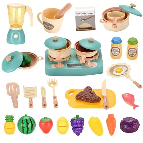 Fumy Fumy Kinderküche Zubehör, Spielküche Zubehör Matschküche Kinder Outdoor 36Pcs