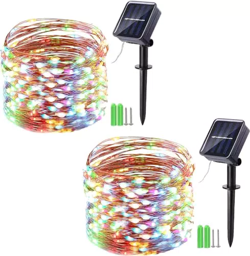 Geemoo 2 Stück Solar Weihnachtsbeleuchtung Außen 15M 150 LED