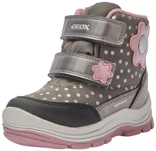 Geox Baby-Mädchen B FLANFIL Girl B ABX Ankle Boot, DK Grey/PINK