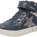 Geox J Skylin Girl Sneaker, Navy/DK Silver