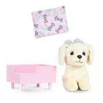 Glitter Girls Puppenzubehör Kuscheltier Hund Golden Retriever Zeke mit Hundebett und Hundekissen Accessoires für 36 cm Puppen