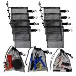 Grevosea 10 Stück netzbeutel schwarz 20x16cm klein mesh Beutel Reise Tragbare Beutel mit Kordelzug