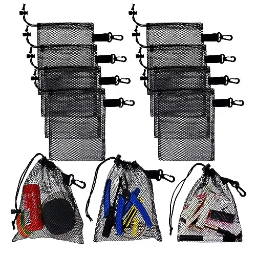 Grevosea 10 Stück netzbeutel schwarz 20x16cm klein mesh Beutel Reise Tragbare Beutel mit Kordelzug