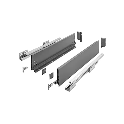 GTV Schubladenschienen AXIS PRO I Schubladenauszüge mit Vollauszug I Anthrazit I Belastbarkeit bis 40 kg I Push to Open mit Synchronisation I den Freien Zugang I Breite: 400 mm I Höhe: 120 mm