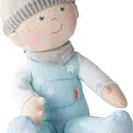 HABA 305753 - Kuschelpuppe Pit, Puppe ab 0 Jahren, blau
