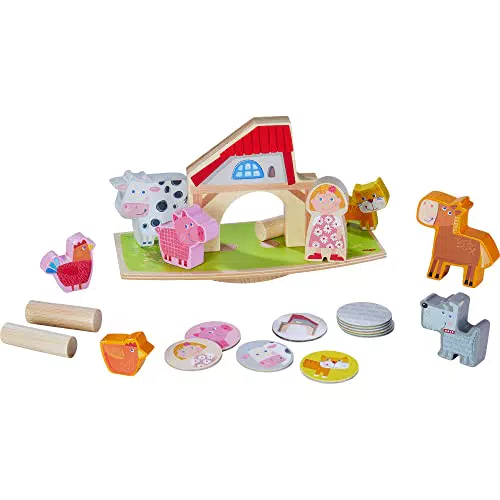 HABA 306288 - Stapelspiel Tierischer Balanceakt, Steck- und Stapelspielzeug ab 2 Jahren