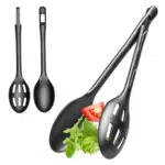 Hausfelder Salatbesteck schwarz zweiteilig, Salatbesteck und Salatzange Kunststoff