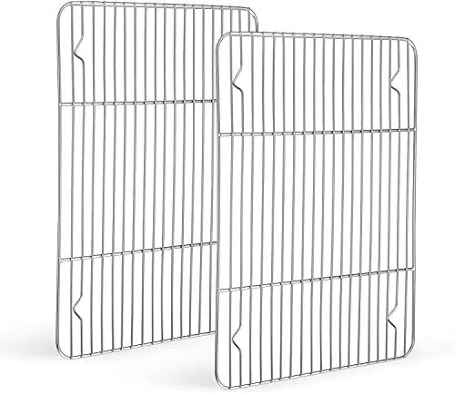 HaWare Abkühlgitter 2er Set, 100% Edelstahl Dicker Kuchengitter Auskühlgitter Backgitter Rechteckig zum Backen Braten Kühlen Grillen - 38.5 x 28 x 2 cm