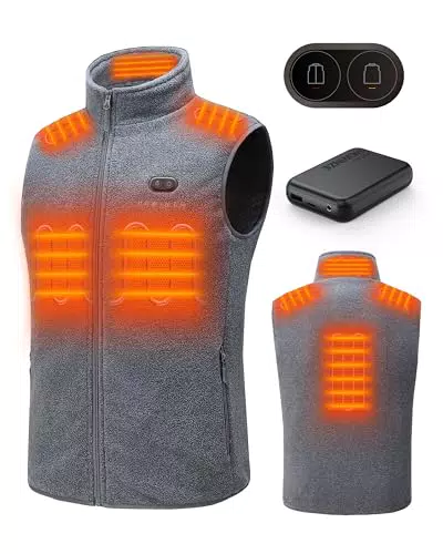 HEWINZE Fleece Beheizbare Weste Herren - Wärme weste mit akku 7.4V