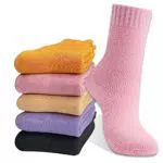 Hocerlu Thermosocken Damen, Dicke Warme Kuschelsocken Damen 5 Paar Wintersocken WollSocken Bunte Weich WanderSocken Geschenke Socken für Frauen