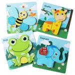 Holz-Puzzles für Kleinkinder, 4-teiliges Tier-Puzzle-Set