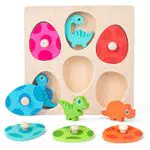Holzpuzzle ab 1 Jahr, Baby Montessori Holzspielzeug Dino Eier für 12-36 Monate Mädchen und Jungen