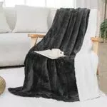 HOMFINE Kuscheldecke Wolldecke Bettdecke-600GSM Dicke Kuscheldecke Flauschig Fleecedecke Sofadecke Wohndecke Sofa überwurfdecke Wohnzimmerdecke Sherpa Decke Geschenkideen für Frauen
