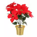 Homoyoyo Künstliche Weihnachtsstern-Töpfe Künstlicher Weihnachtsstern-Blumenstrauß aus Seide Roter Kunstblumen-Blumenstrauß für Den Innen- Und Außenbereich Veranda Hochzeit