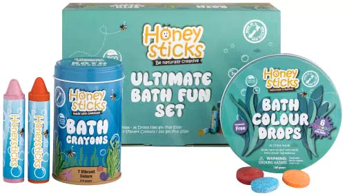 Honeysticks Ultimatives Badespaß-Set -ungiftige Kinder Badestifte und Badetabletten für stundenlangen kreativen Badespaß