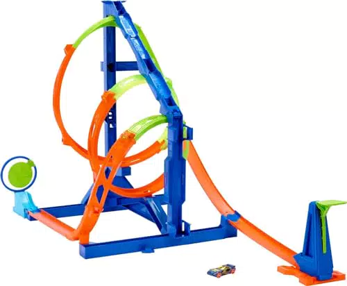 HOT WHEELS Looping-Twister Set - Trackset mit dreifachem Korkenzieher-Looping und Aufbewahrungsbox